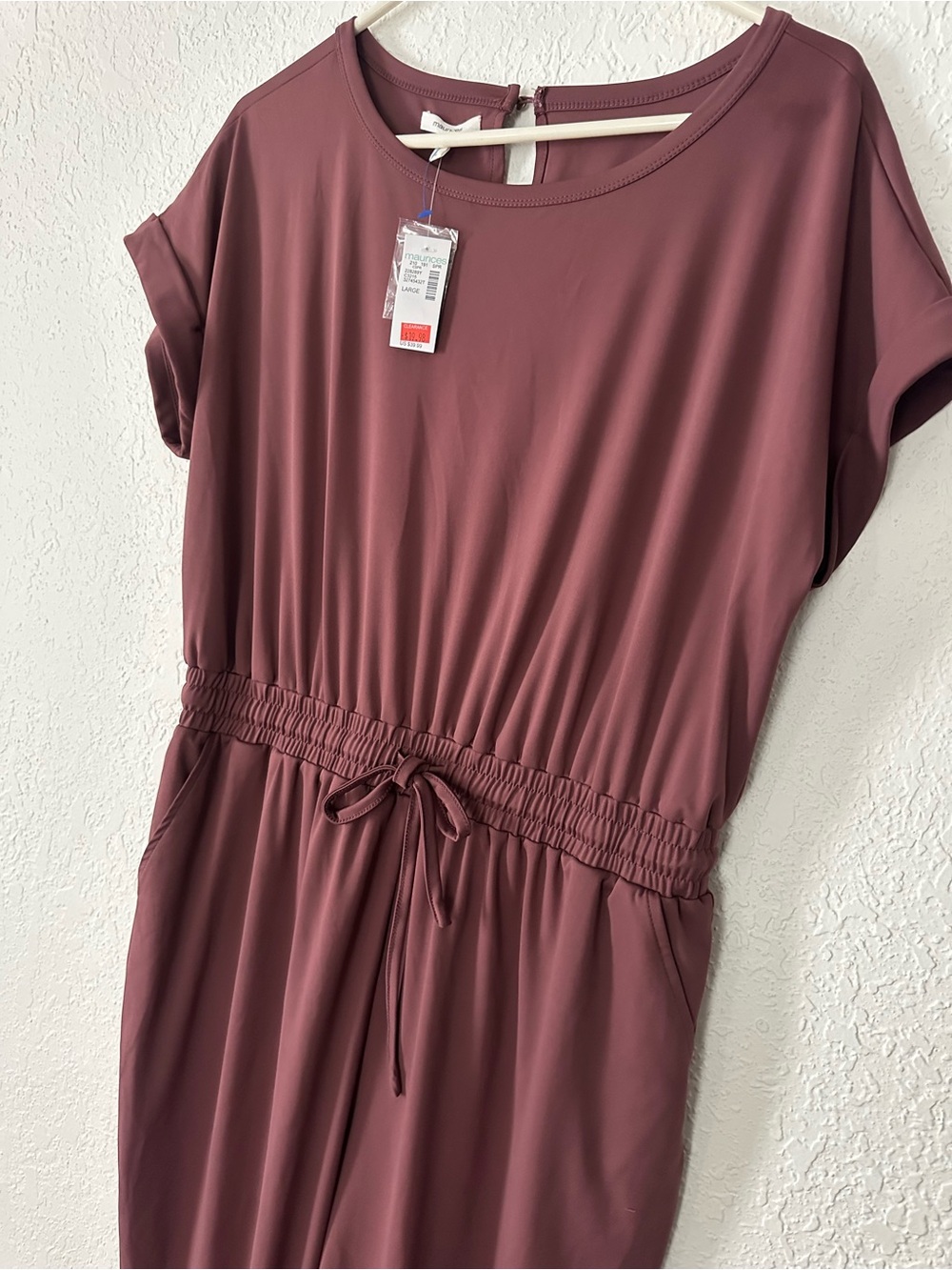 Maurices Mauve Drawstring Midi Jumpsuit